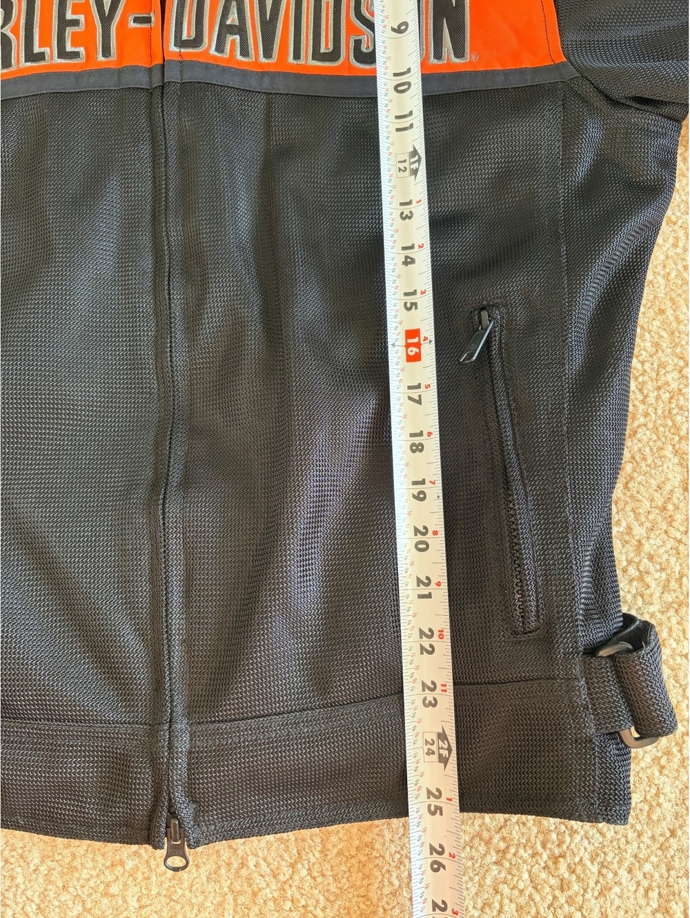 Harley-Davidson Mesh Motorcycle Riding Jacket Mens Medium Black Orange - Picture 6 of 6